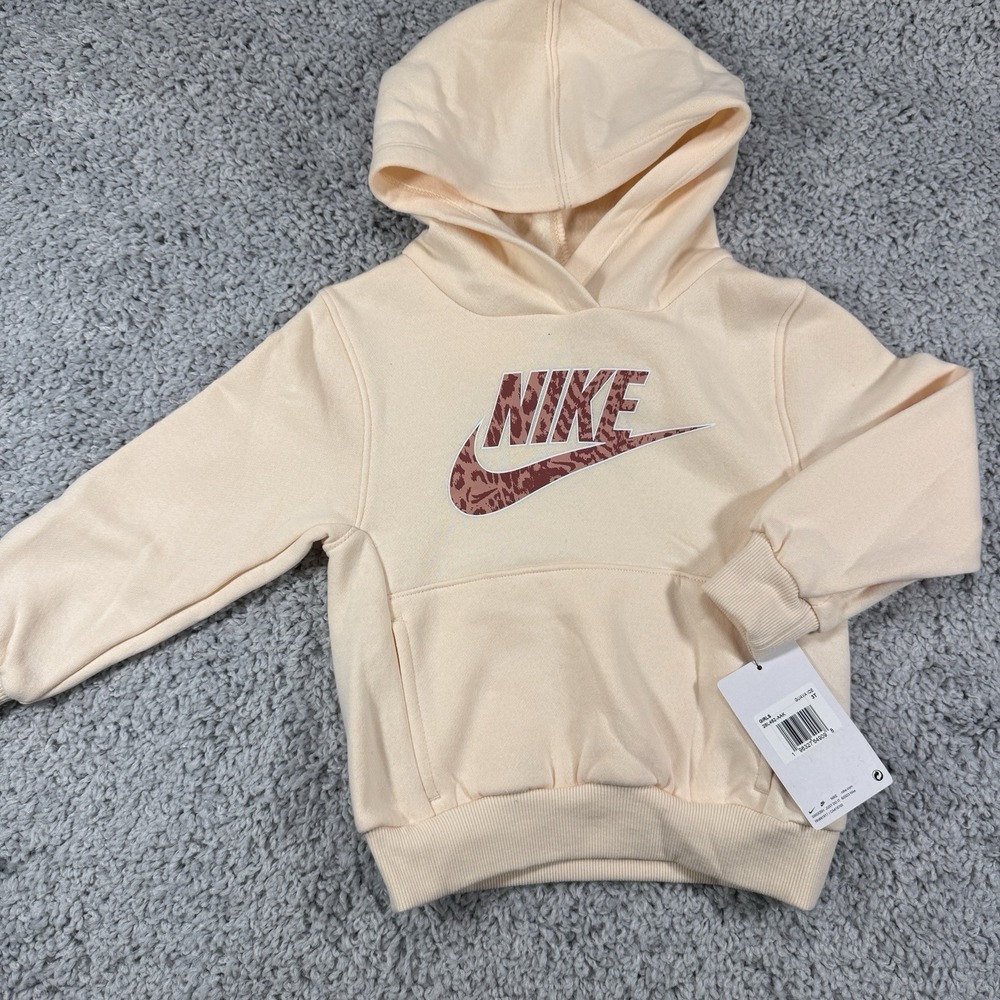 Nike Girls Quava Ice 3T Pullover Hoodie Fleece Cotton Logo Hooded Pockets